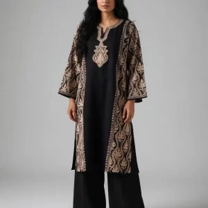 Fustan Alajmal Hand Embroidered Olive Green Phiran